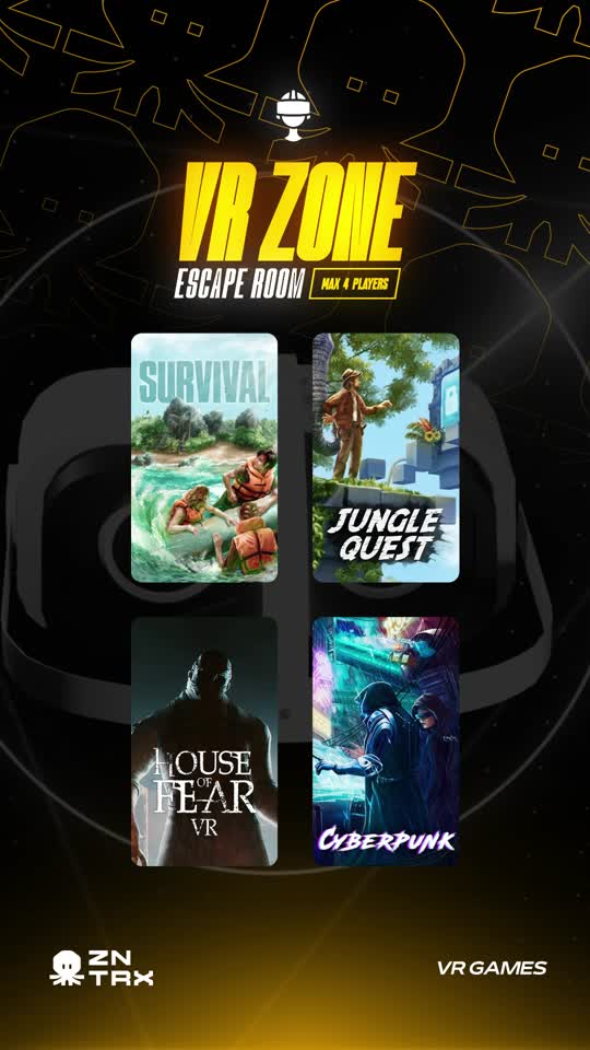 Official ZNTRX catalog for the multiplayer VR escape room