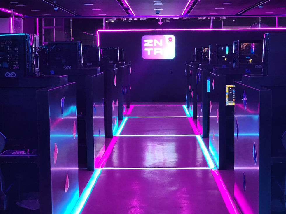 ZNTRX center interior configured with gaming stations and guest spaces