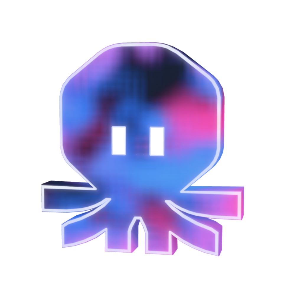 ZNTRX 3D logo containing glowing pink-and-blue pixelated liquid